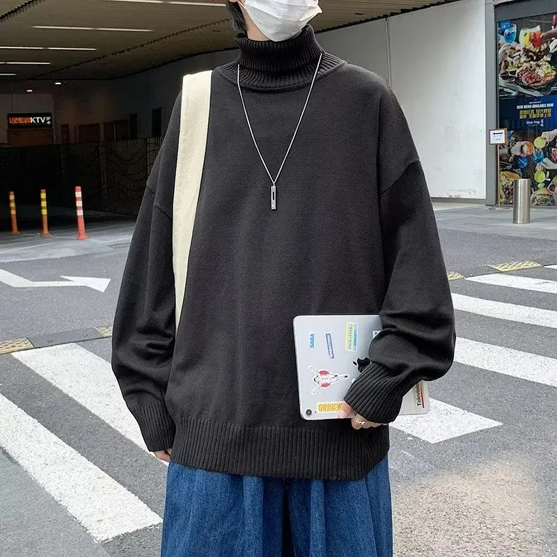 

Knitted Warm Sweaters Men Fashion Oversized Luxury Brand Knitted Pullovers Casual Turtleneck Basic Male Jumpers Streetwear