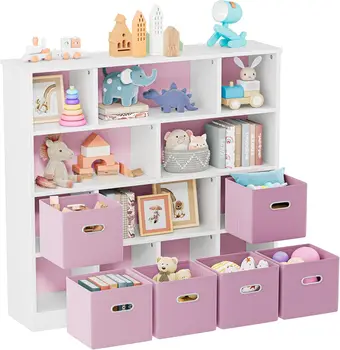 12-Cube Kids Storage Organizer with Bins – Pink 1