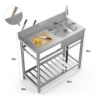 Stainless Steel Prep & Utility Sink With Countertop Faucet Hose Free Standing Single Bowl Commercial Kitchen Sink Workbench 5