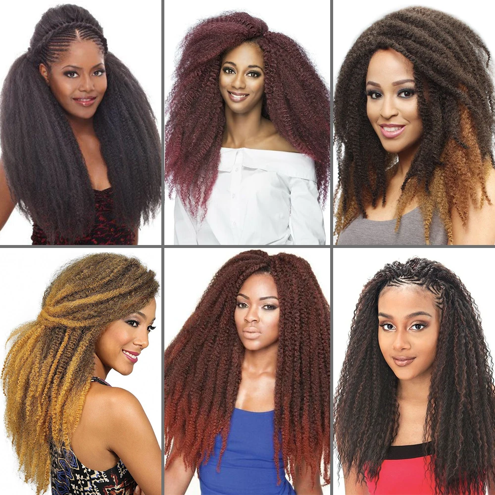 Wigundle Braids Afro Kinky Marley Braid Hair Marley Hair For Synthetic Bob Marley Ombre Braiding Hair Extensions Easy Braid 6