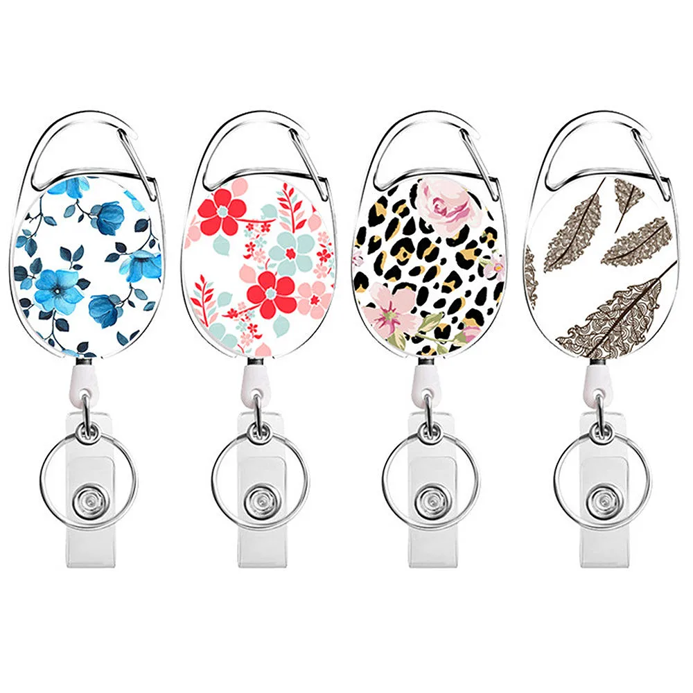 Crystal Retractable Keychain Shinny Rhinestones Badge Reel ID Lanyard Name  Tag Card Holder Badge Holder Car Key Chain Belt Clips