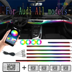 For Audi A1 A3 A6 A7 C5 C6 Q3 Q2 Q7 TT TTS R8 S3 S6 A4 64 Color RGB Symphony Car LED Interior Ambient Light