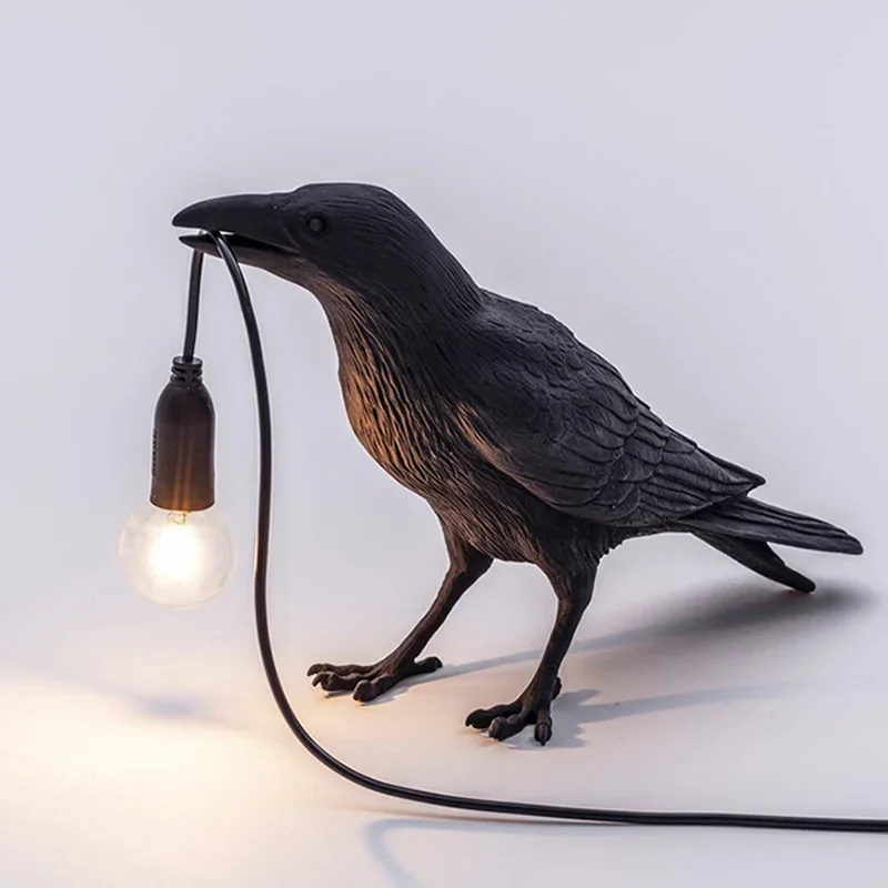 

Room Home Resin Night Wall Lamp Lucky Bedside Crow Decorative Table Living Bedroom Furnishings Bird Light