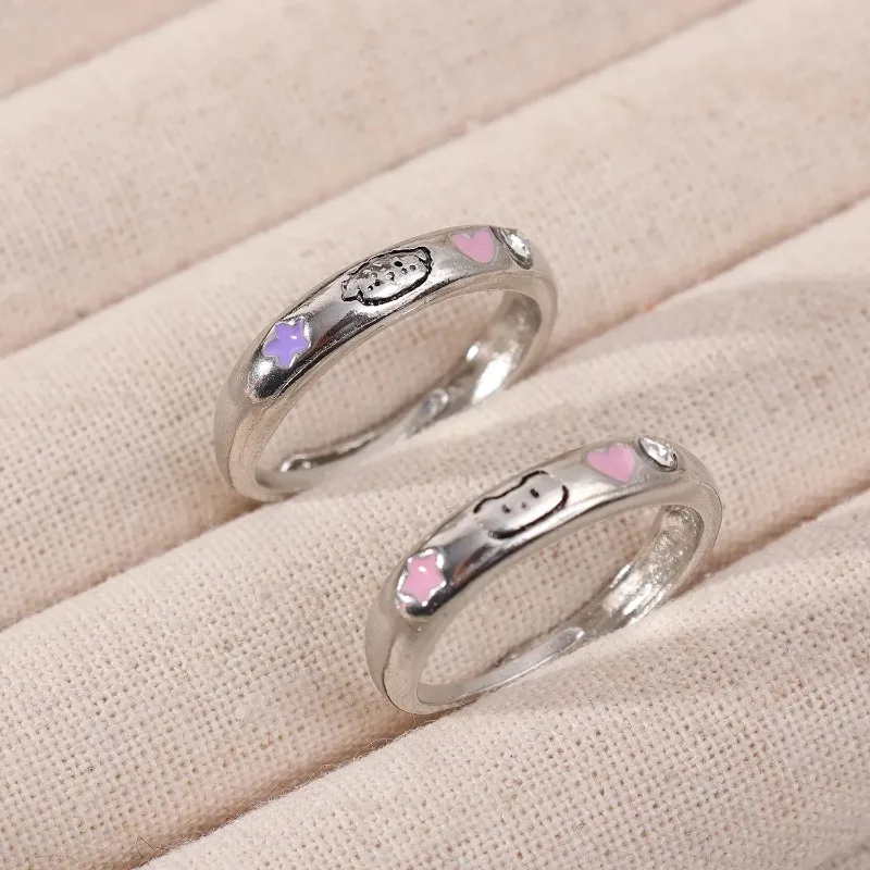 Cute Cat Dog Couple Ring for Women Men Romantic Statement Lover Rings Valentine's Day Party Jewelry Best Friend Gifts