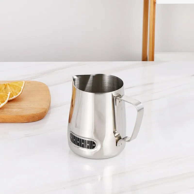 Metal Stainless Steel Measurements Thermometer Coffee Barista Milk Jug Temperatures milk frother jug milk frothing jug measuring cup