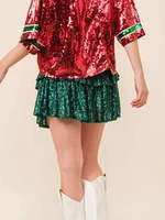 Women Summer Mini Skirt Casual Sparkling Sequins Elastic A-Line Skirt for Beach Vacation Club Streetwear - Image 2