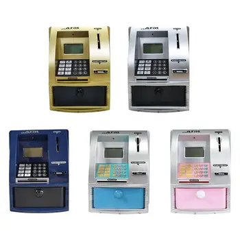 Mini ATM Piggy Bank with Card,password,Coin Recognition Automatic Paper Money Scroll Toy Money Bank for Ages 3+ Children Gifts 1