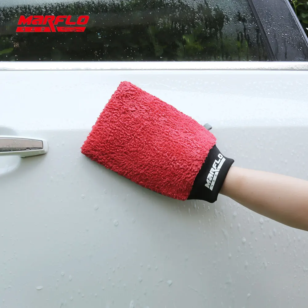 Marflo Tar Spot Remover Cuff Magic Clay Mitt Coral Fleece Towel Gloves Detailing Tools Car Cleaning Care Magic Clay Bar