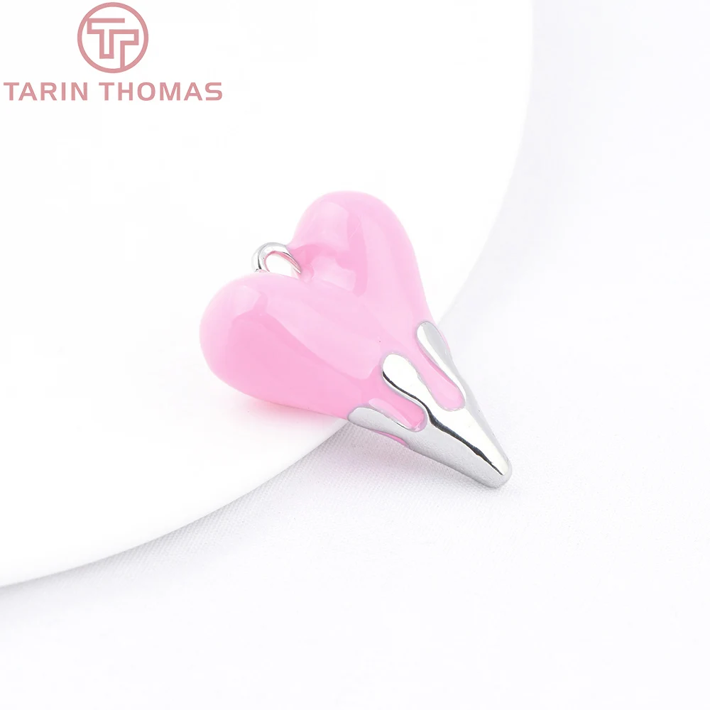 (9664) 2PCS 24K Gold Farbe Herzförmige Anhänger Messing Tropfen Öl Charms Mode Hohe Qualität DIY Schmuck, der Entdeckungen – Detail 23