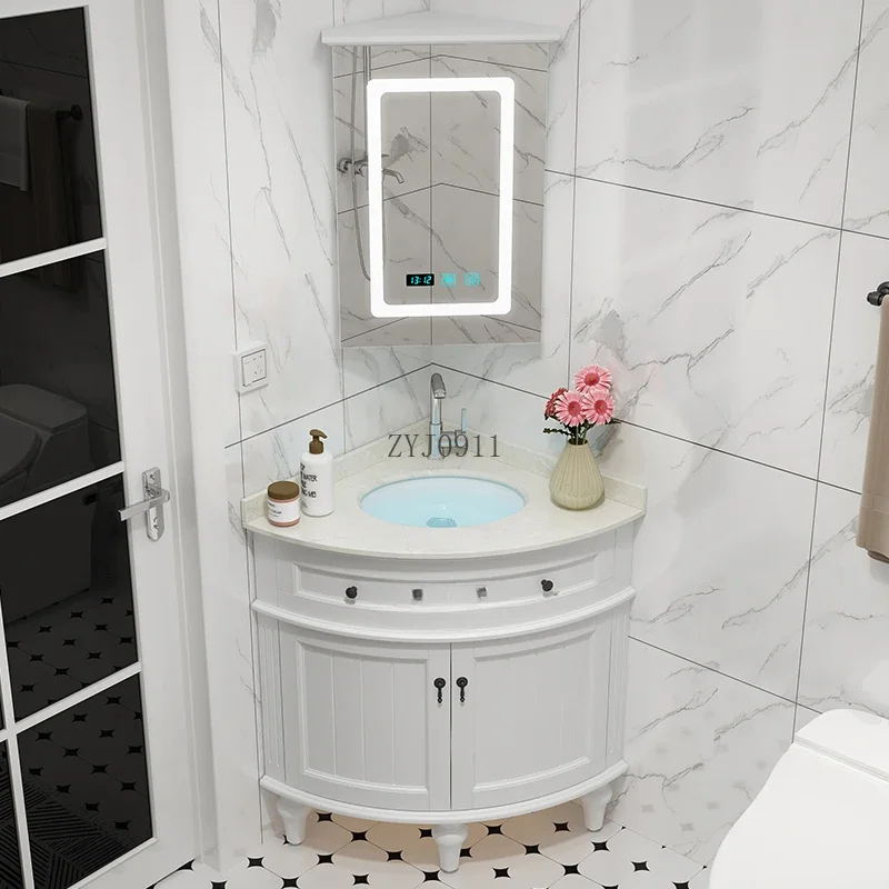 Multifunction Furniture Narrow Bathroom Cabinet Wooden Vanity Sink Storage Open Cabinets Filing Mirrors Shelf Luxury Gabinete