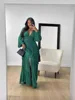 Robe Maxi élégante pour femmes, à volants, manches longues, ajourée, robes de soirée, Chic, vert, bleu, violet, nouveau, vacances d'été