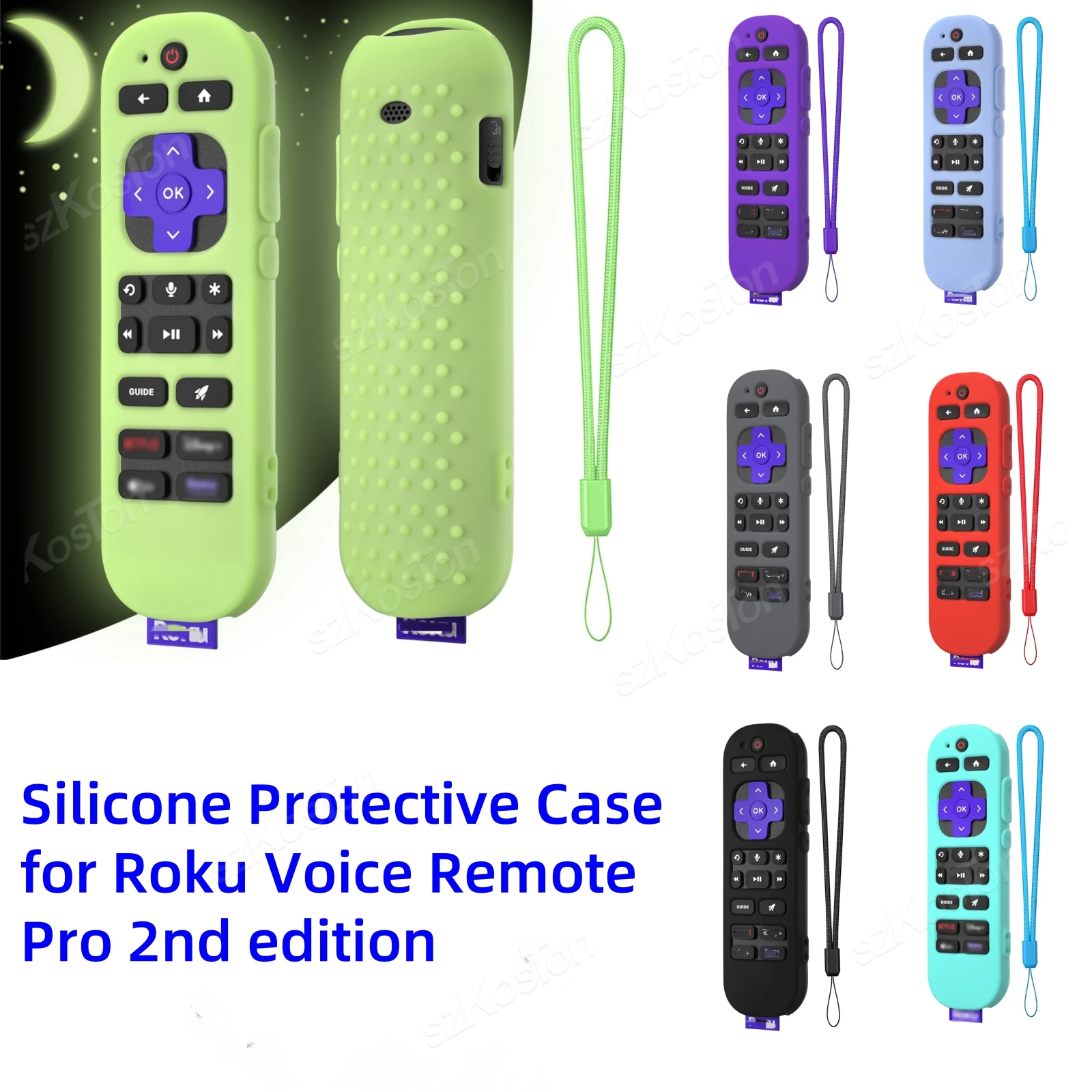 Silicone Case Protective Cover Roku Voice Remote Pro 2nd Edition RCB1R /RCOS1 TV Remote Control Sleeve Protector Dustproof