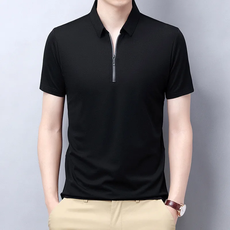 

Fashion Men's Ice Silk POLO Shirt shirt Black