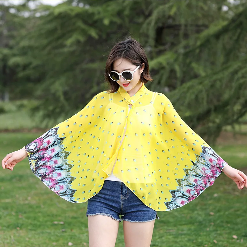 

Fashion Women Scarf Shawl Poncho Printed Sunscreen Scarf Sun Protection Shawl Beach Shawl Bikini Cover Soft Comfortable Sarong