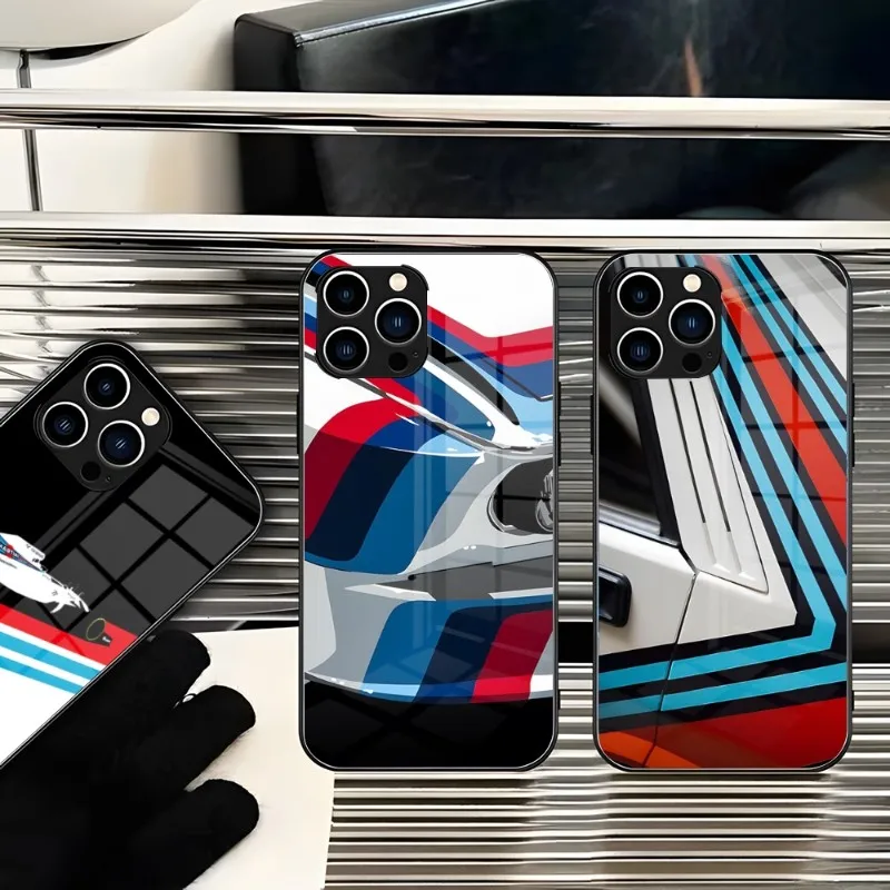 Martini Racing Colors Print Phone Case Per Iphone 14 Pro 15 Max Plus 13 12 11 X Xr Xs 8 7 6 Mini Se 2022 Glass Design Back