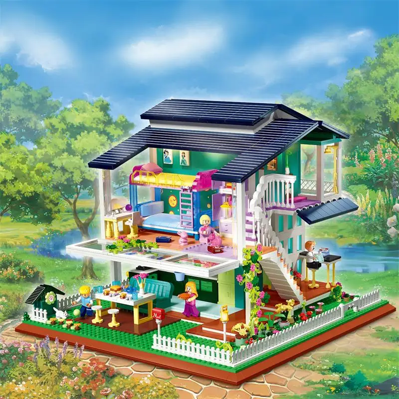 

Plastic Building Blocks Beautiful House Orchid Villa ZHEGAO Building Bricks Juguetes Kids Toys for Children Gift Adult Present