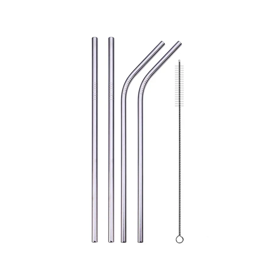 UPORS Reusable Metal Drinking Straws Set with Cleaning Brush and Pouch