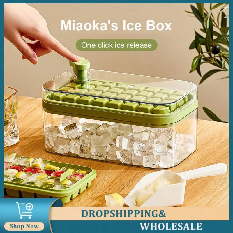 One-button Press Type Ice Mold Box Plastics Ice Cube Maker Ice Tray Mold  With St