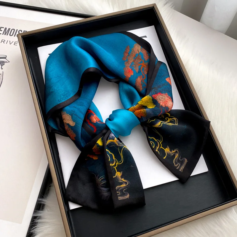 

Luxury Brand Satin 100% Silk Hair Ribbon Scarf for Women Design Skinny Neckerchief Wrist Wrap Headscarf Female Accessories