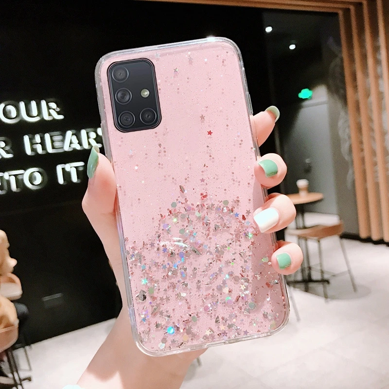 حافظة سيليكون لامعة لـ oppo realme 3 ، 5 ، 6 ، 7 pro ، 8 ، 8i ، 9 pro plus ، 9i ، 10 ، 11 ، ذهب ، رقائق فضة ، غطاء خلفي ناعم