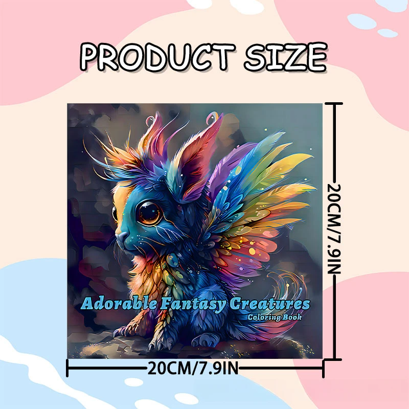 A Bold and Simple Decompression Creative Cute Fantasy Creature Coloring Book Featuring Cartoon Cute Creatures 4