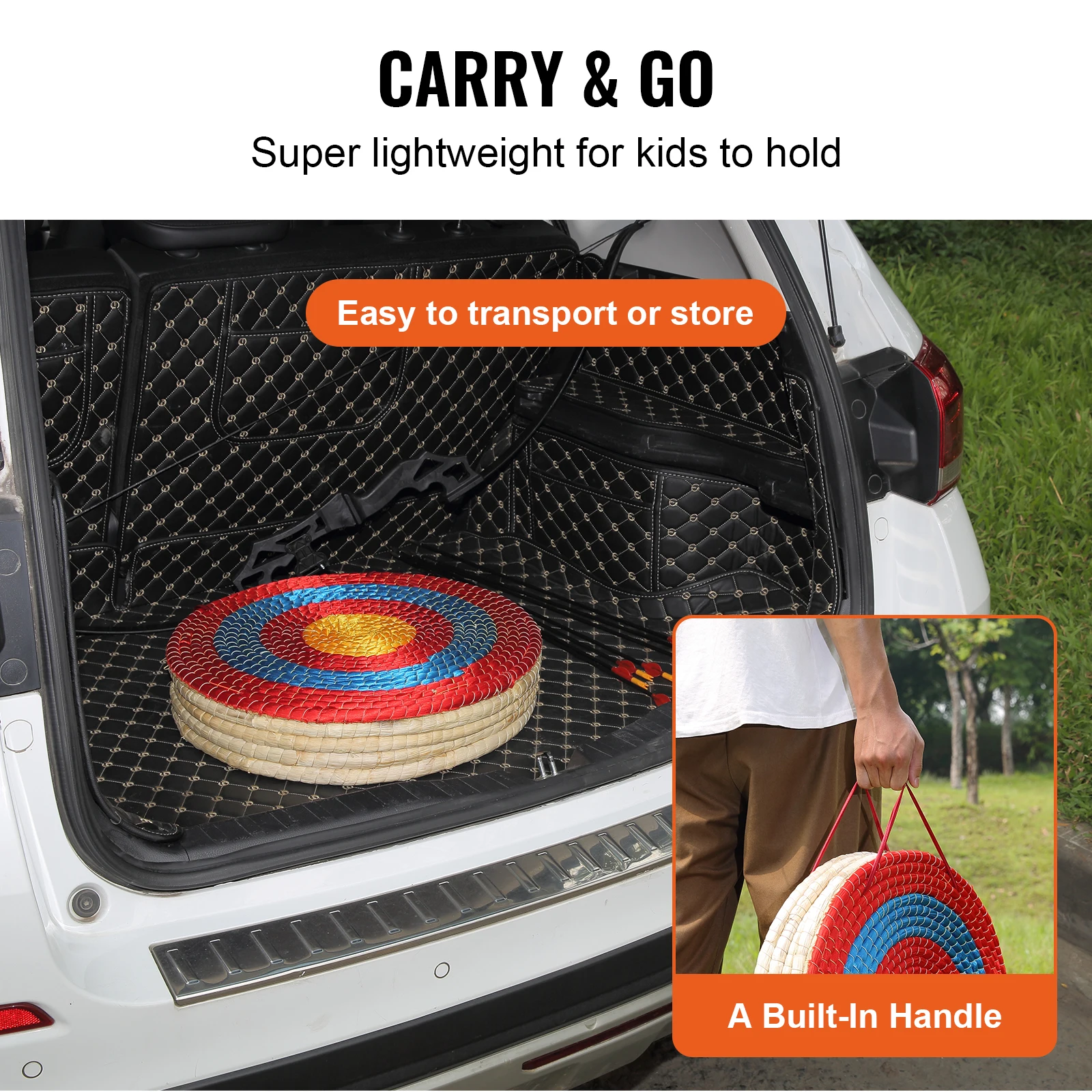 Archery Target 20in Traditional Solid Straw Round Archery Target Coloured Rope 3/5 Layer for Shooting Practice