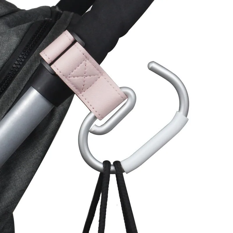 Description Picture 3 of itemNew PU Leather Stroller Hooks Rotate 360 Degrees Multifunctional Leather Hooks for Bags Stroller Accessories Christmas Gift