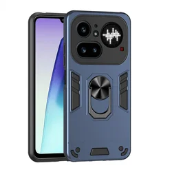 Rugged Shockproof Protective Case with Ring Stand Holder for Nothing Phone (3a) Pro (Blue)