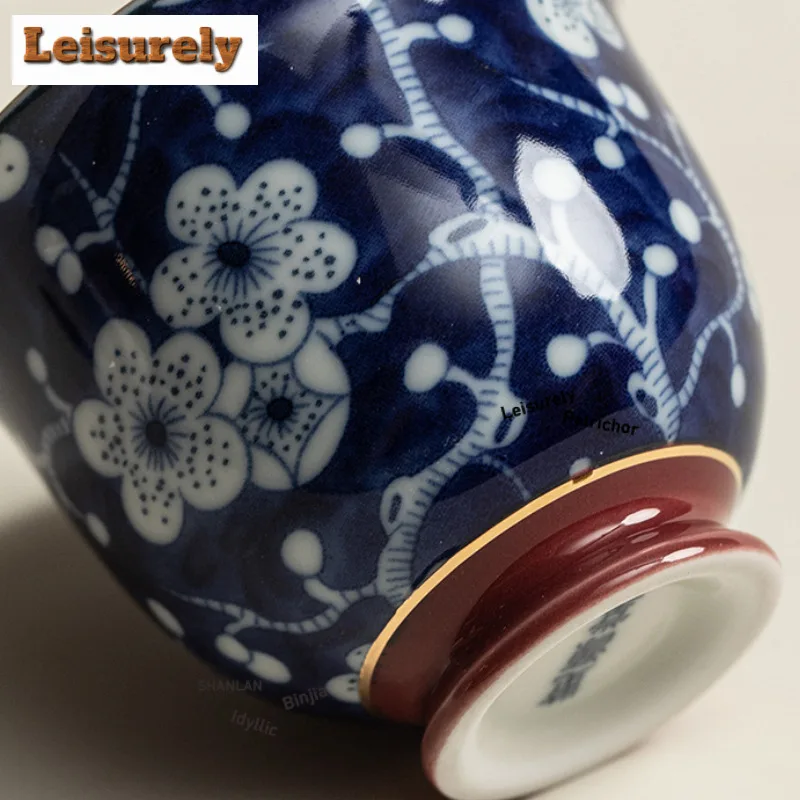 Blue And White Ice Plum Round Fusion Tea Set Complete Set Luxury Tea Ceremony Set Household Teapot And Tea Cup Set Teaset Craft