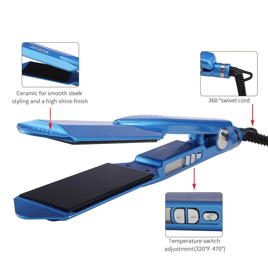 Professional Hair Straightener Ceramic Flat Iron Fast Heating 470F Hair Straightening Styler Wide Plate Hair Iron Straightener 3