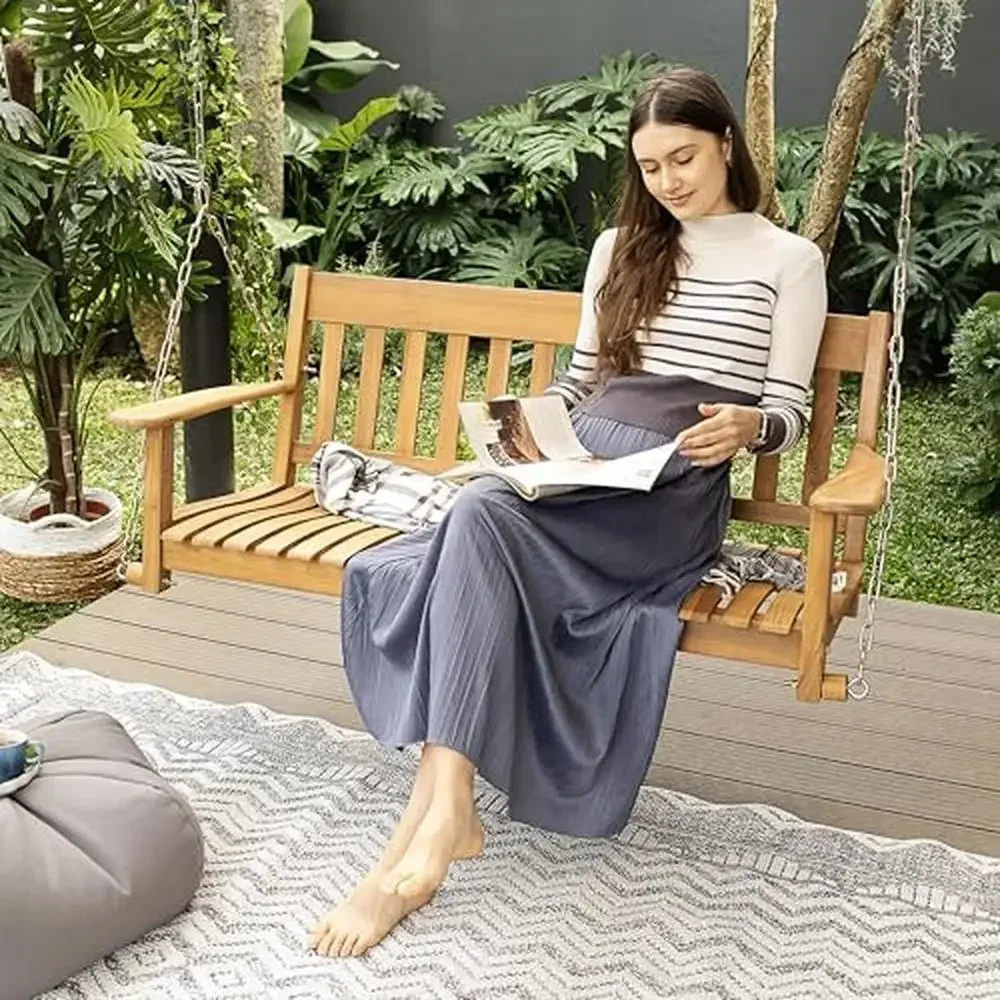 Teak Wood Ergonomic Porch Swing 3