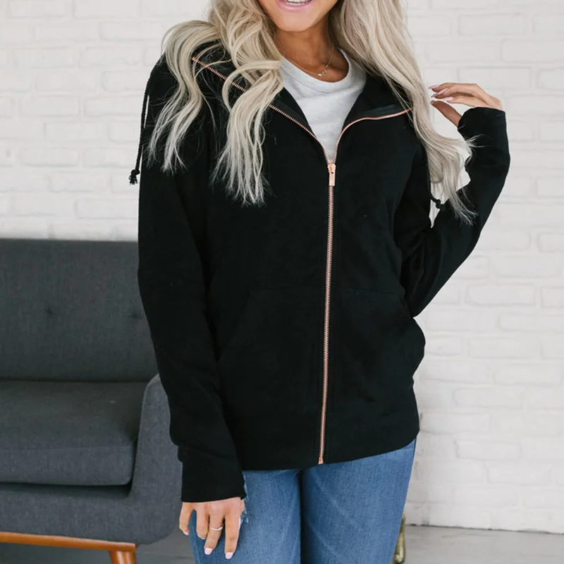 Autumn and Winter Warm Jacket Hooded Coat 2022 New Ladies Zipper Pocket Sweatshirt Casual Hoodie Jacket Oversized Sweatshirt