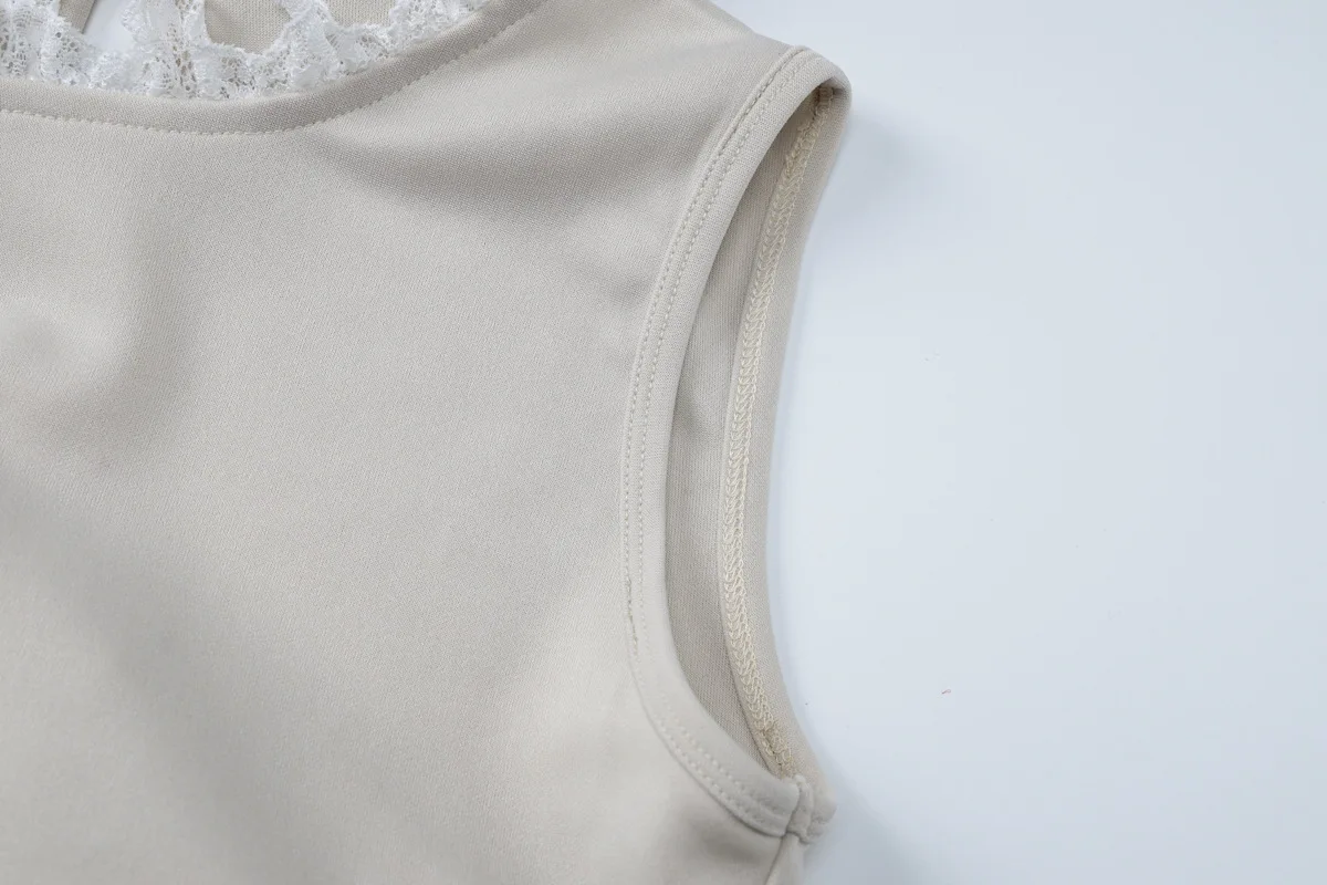 Autumn Lace Patchwork Mini Dress For Women Ruffled Sleeveless Elegant Slim Party Dress Gown Female Luxury High Waist Dress