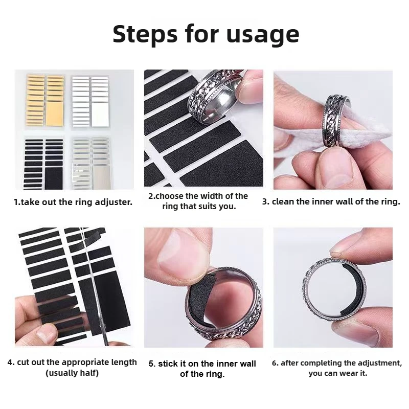 보이지 않는 반지 사이즈 조절기 - 투명 실리콘 반지 조절 스티커, 모든 크기의 헐거운 반지를 위한 미끄럼 방지 보석 도구