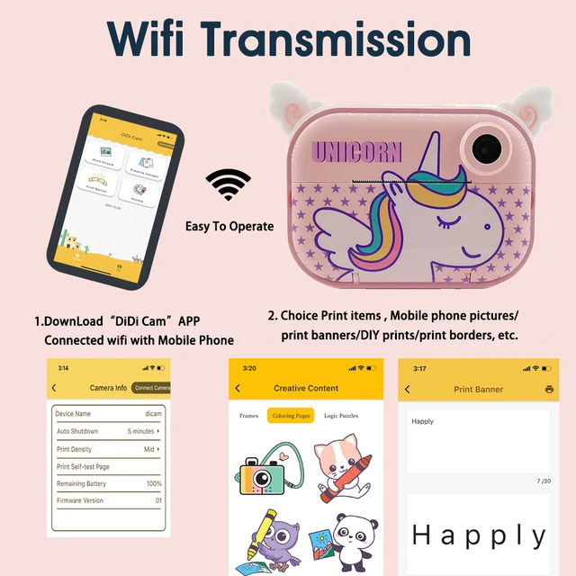 Kids Instant Print Camera 2.4 Inch 1080P Thermal Printing Child Digital Video Camera Child Educ Toy For Girls Gift Polaroid 3