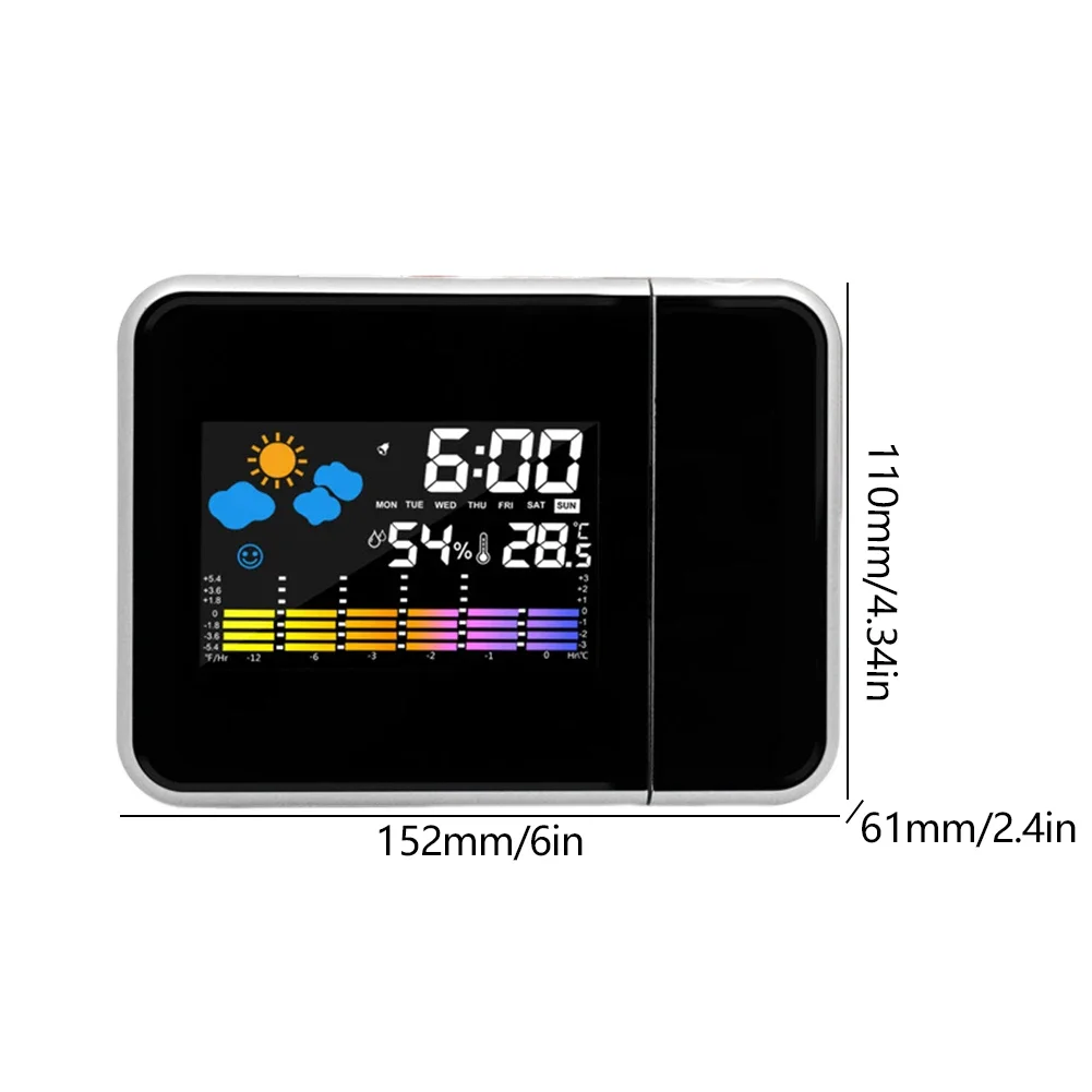Smart Alarm Clock with Night Backlight Digital LED Projector Adjustable Projection Angle for Home Living Room Bedroom