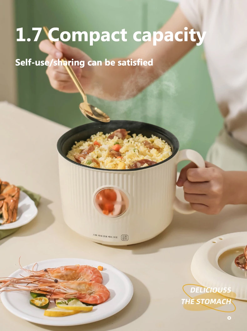 Description Picture 3 of item1.7L Smart Electric Cooking Pot Noodles Egg Boiler Stew Soup Stir-fry Pan Food Steamer Hotpot Multicooker Keep warm Rice cooker