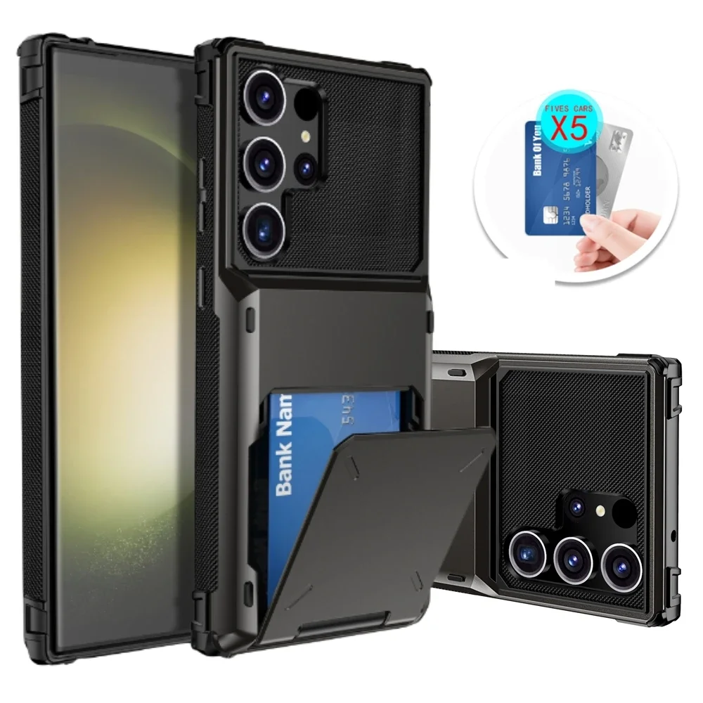 

Чехол-Кошелек с 5 отделениями для карт для Samsung Galaxy S24 Ultra S23 S22 S21 Plus S20 FE, чехол-держатель для карт для Galaxy Note 8 9 10 20