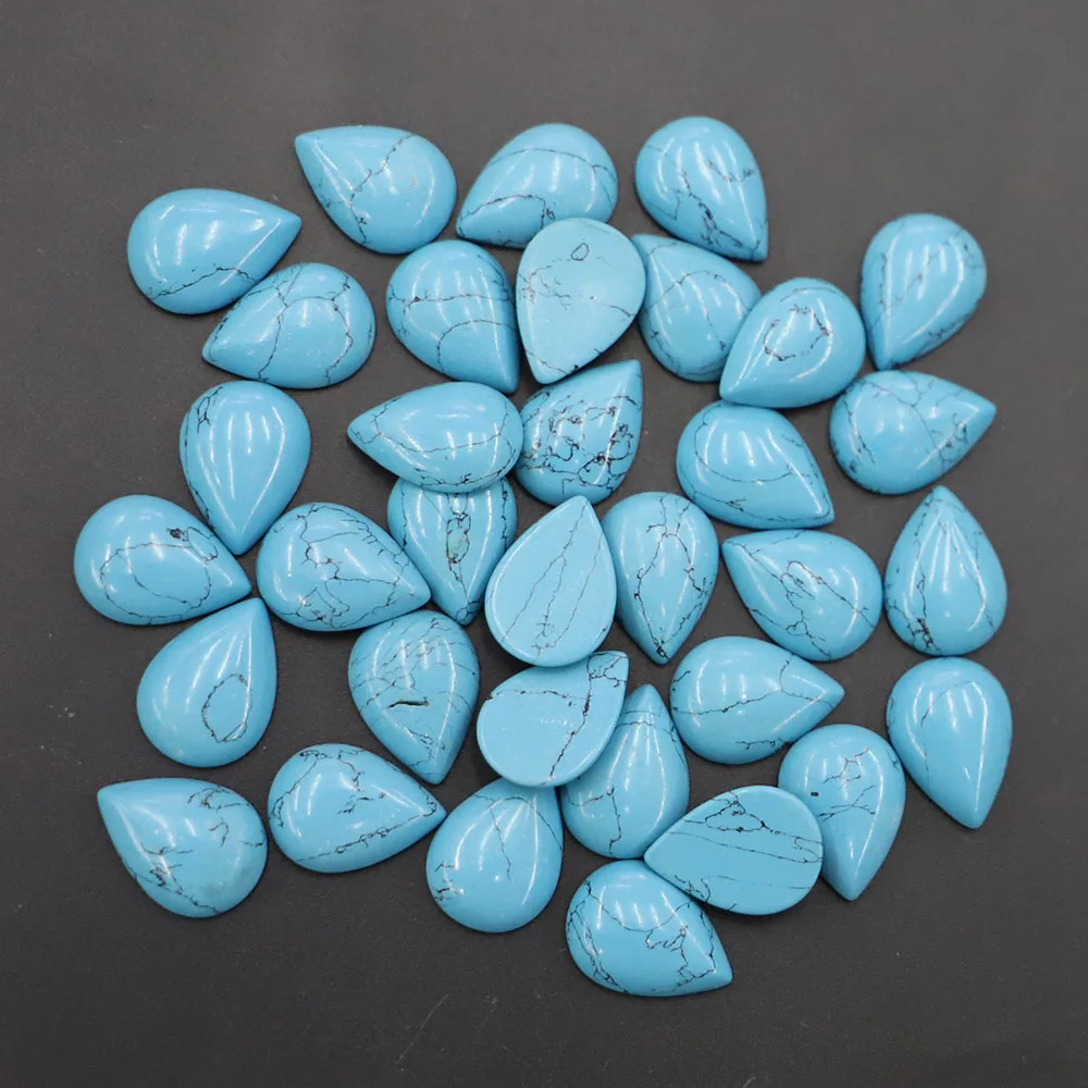 18*13MM Natural Turquoise Stones Water Drop Ornament High Quality Charm Cabochon Bead Jewelry Accessories Making Wholesale 24Pcs