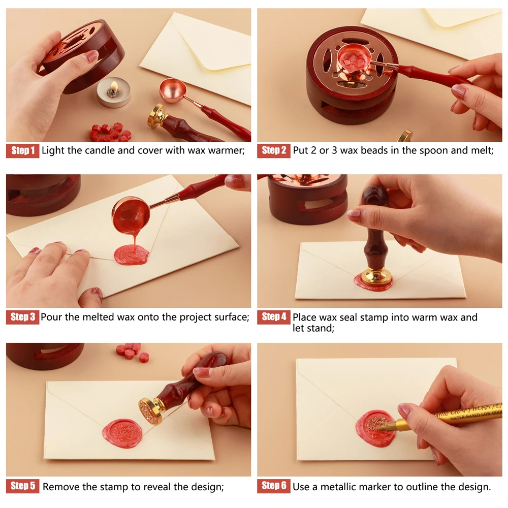 Wholesale Wax Seal Stamp Set Lacquered Stamp Sealing Wax Kit For