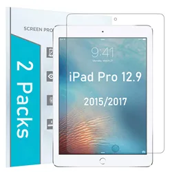 (2 Packs) Tempered Glass For Apple iPad Pro 12.9 2015 2017 Anti-Scratch Tablet Screen Protector Film