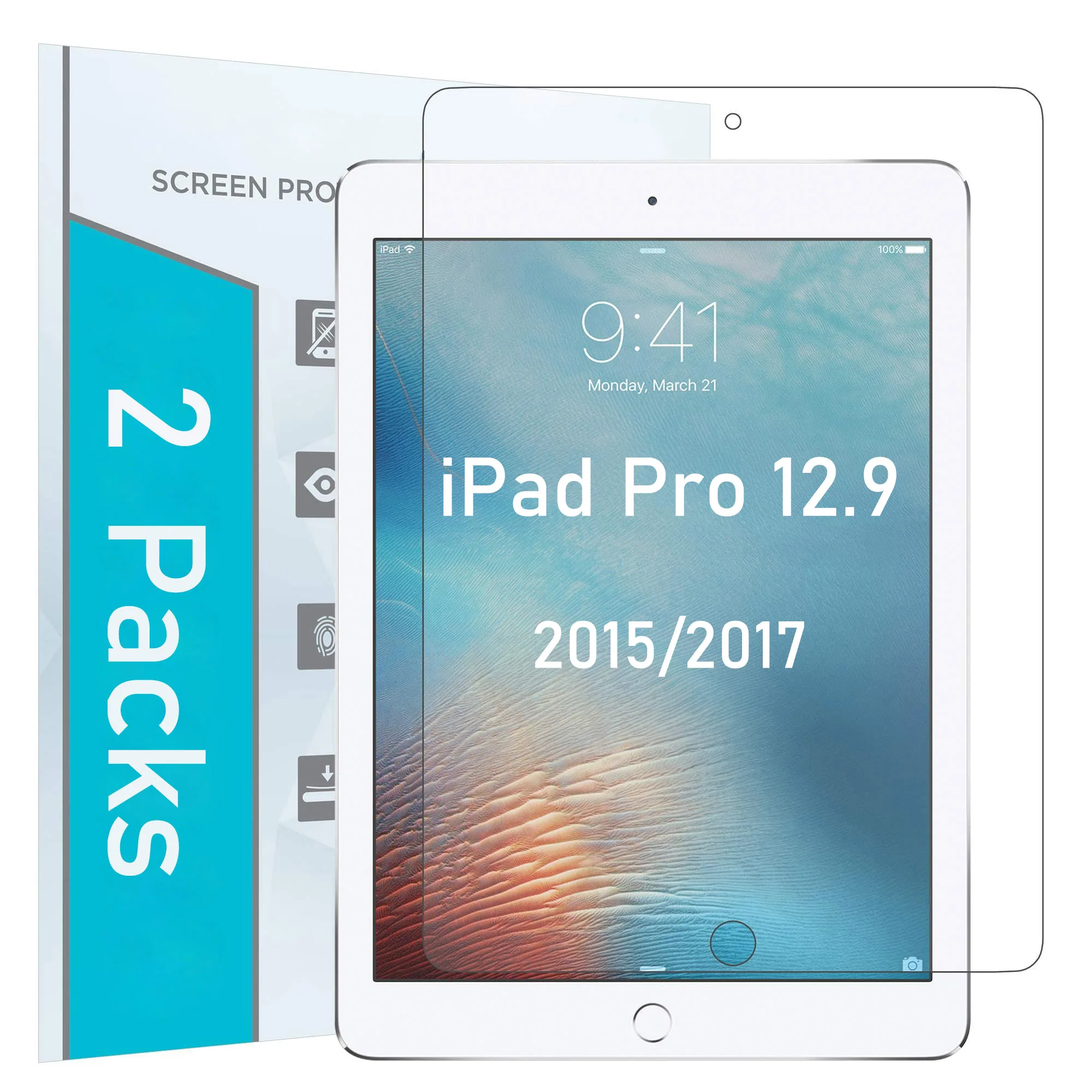 Pack De 2 Films De Protection Ecran Verre Trempe iPad Pro 12.9