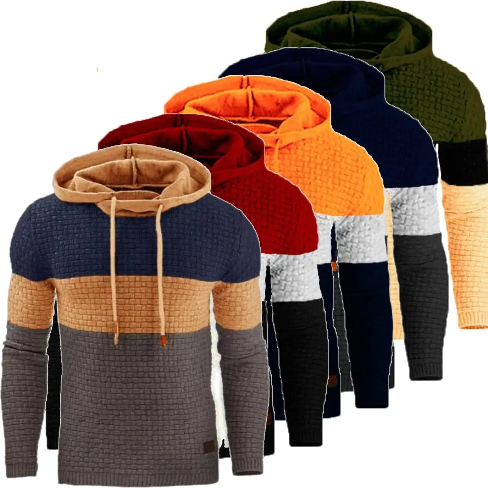 

Autumn And Winter Men Jacquard Hoodie Long Sleeve Hoodie Warm Color Hoodie Sweatshirt Coat Warm Jacket European size S-5XL