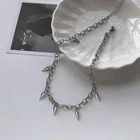 Men Punk Style Rivet Tassel Necklace Women Fashion Geometric Titanium Steel Hip Hop Chain Necklace - Image 5
