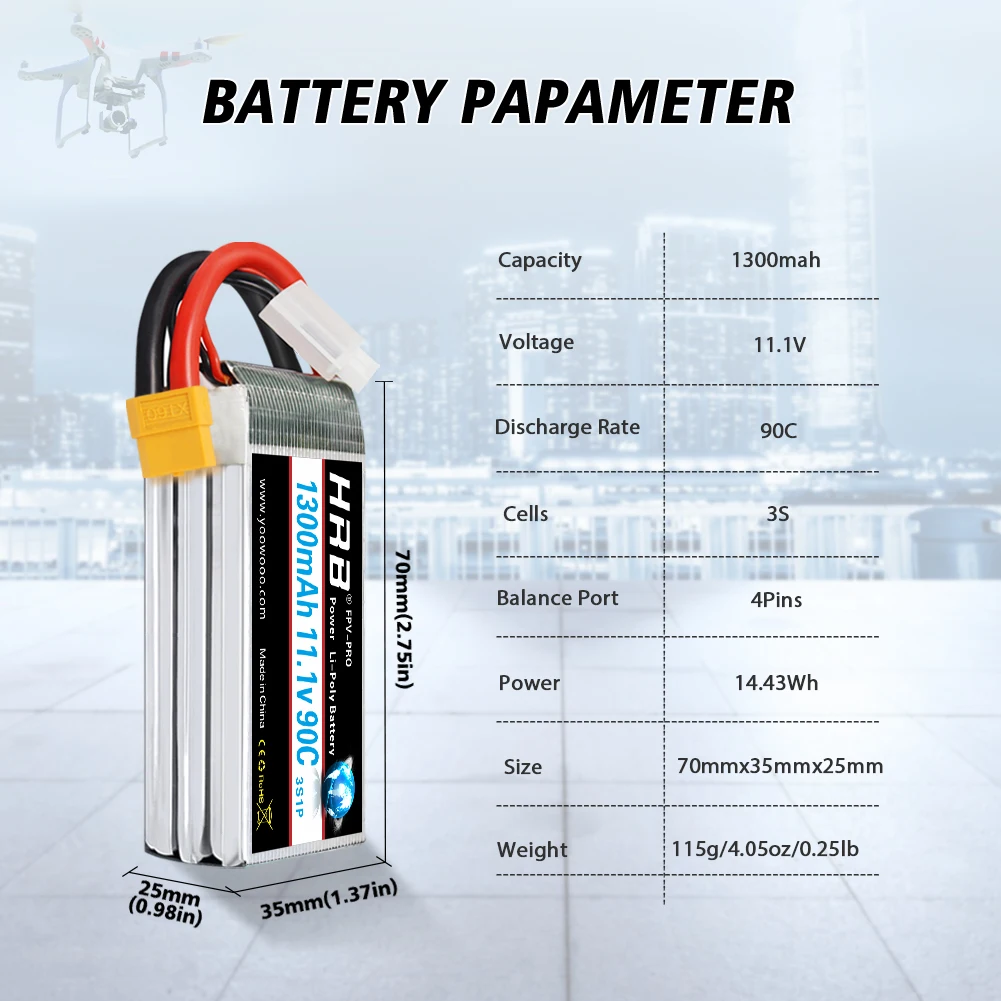 HRB Battery, BATTERY PAPAMETER Capacity 1300mah Voltage 1