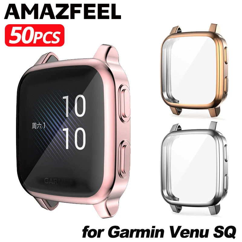 

50pcs Cases for Garmin Venu SQ Music Case Full Cove Protection Shell For Garmin Venu SQ Screen Protector TPU Protective Bumper