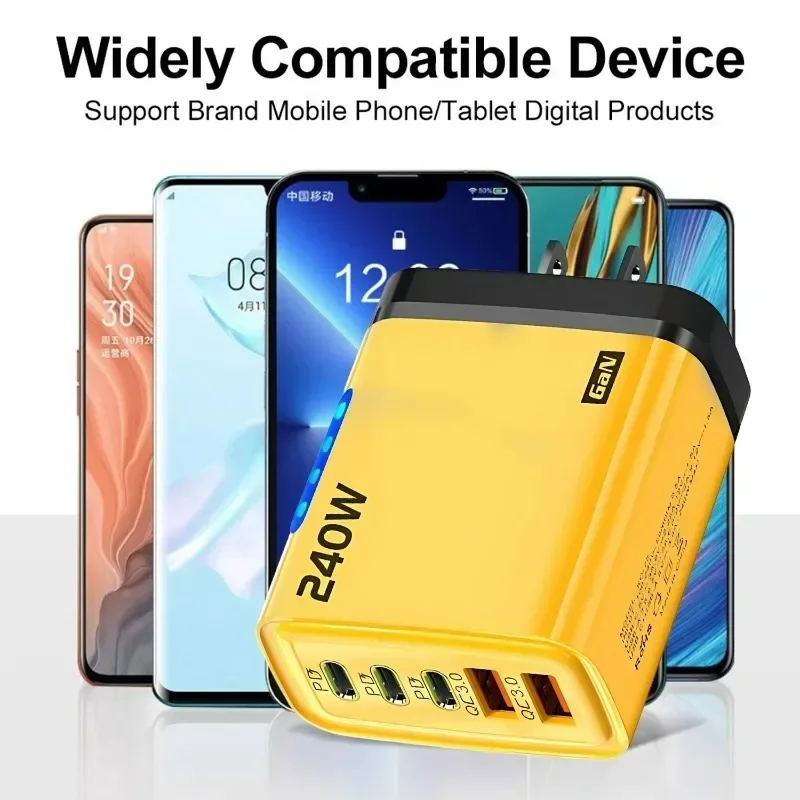 5-in-1 GaN 240W Fast Charging USB-C Desktop Charger Adapter