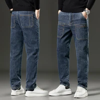 6 Pocket Design Denim Jeans Men's 2024 New High Elasticity Denim Casual Trousers Straight Male Pants Fashion Mid-waist Jeans 1