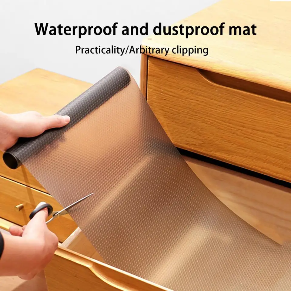 Drawer Liners EVA Anti-slip Kitchen Shelf Liner Drawer Mat for Kitchen Shelves  Drawers Table Tops Gray (45cmx450cm)
