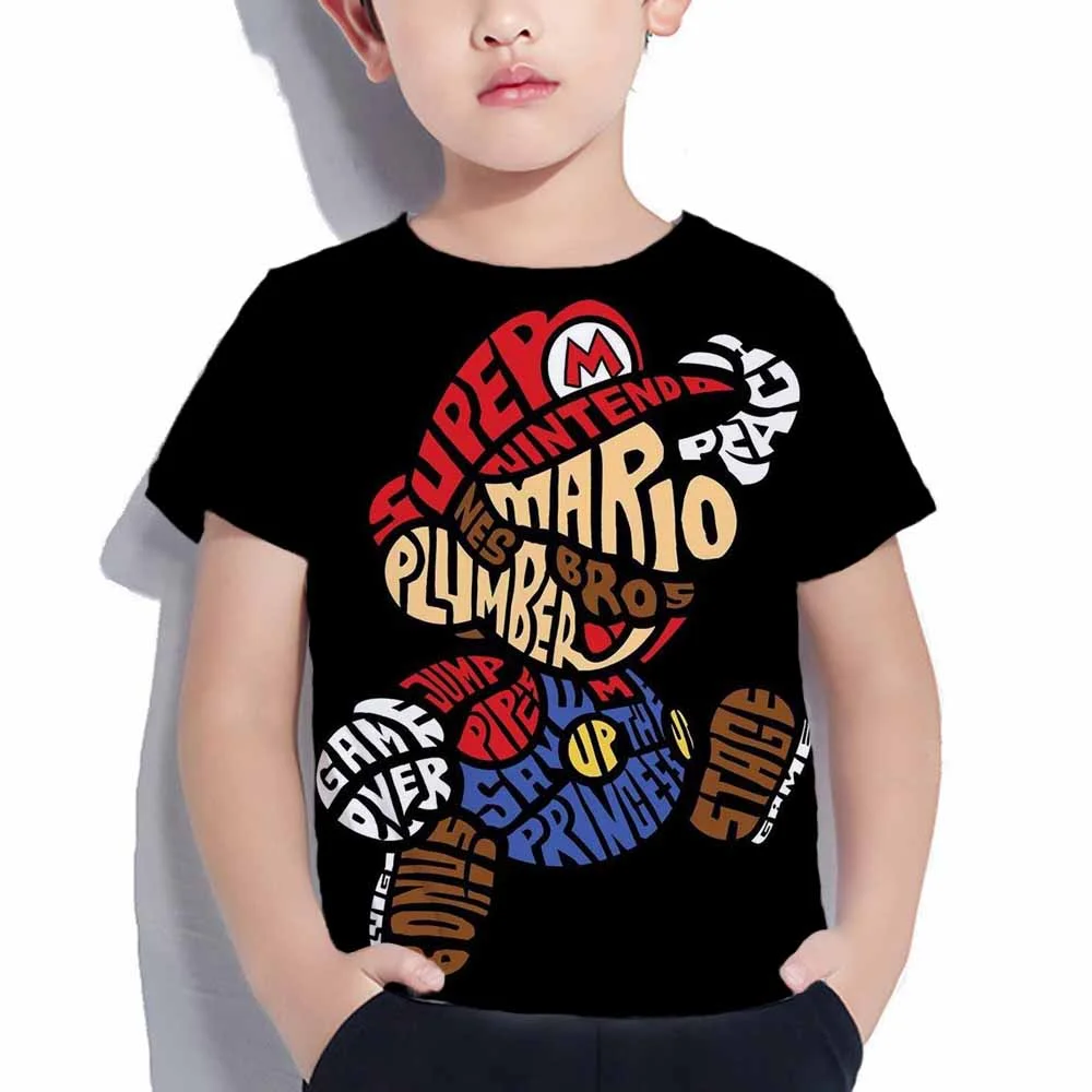 Children Cartoon Mario Bros T-shirts Kids Clothing Dinosaur T Shirt For Baby Boys Short Sleeve T-shirt Child Clothing 2